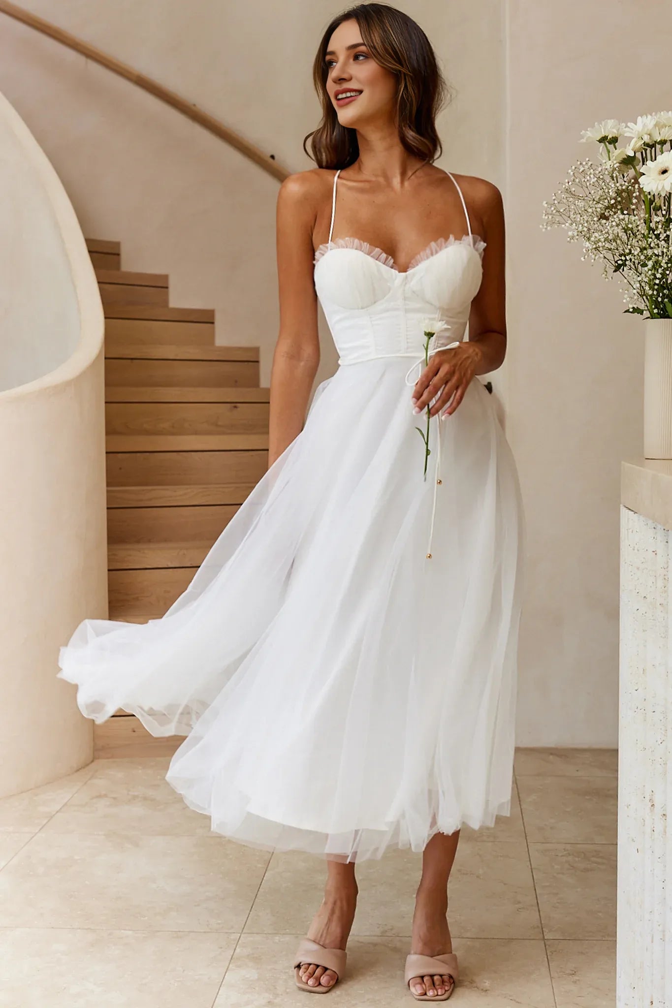 Vestido Weitese con escote corazón, vestido midi de gasa color salvia, corte A, tirantes finos, sin mangas, espalda descubierta, vestido de fiesta